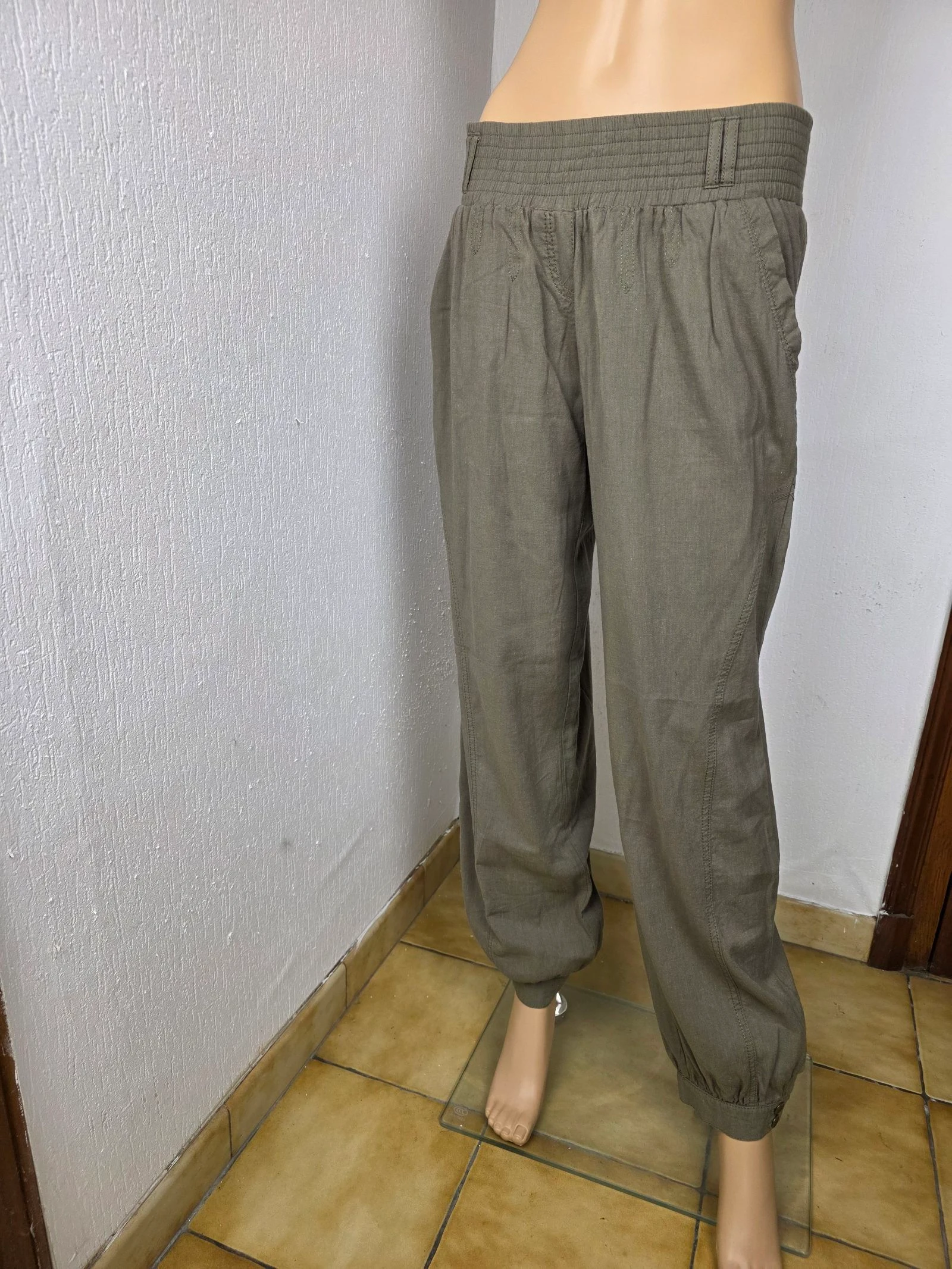 Carrot / Harem Pants Khaki Promod (Linen & Cotton) size 40/42 – photo 2